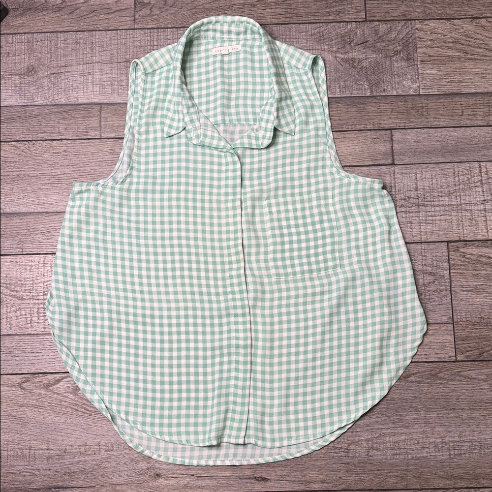 Copper Key Mint Gingham Sleeveless Blouse